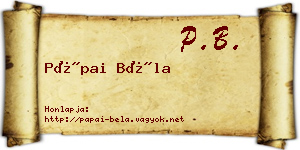 Pápai Béla névjegykártya